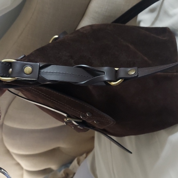 Garnet Hill Siena  Messenger Crossbody Leather Suede Bag Made in Italy - Picture 8 of 13